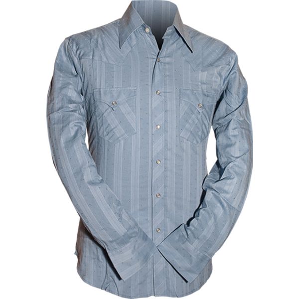 Chenaski | Rockabilly '50 cowboy overhemd, Fine Lines blauw, sky blauw