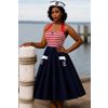 Afbeelding van Dolly and Dotty | Daisy nautical vintage halterswing jurk met gestreepte top en blauwe rok met anker