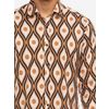 Afbeelding van ATO Berlin | Soepel overhemd Tamuza met Cognac Beige retro patroon, biokatoen