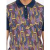 Afbeelding van ATO Berlin | Polo Enzio, blauw, paars, roze grafisch retro patroon, biokatoen