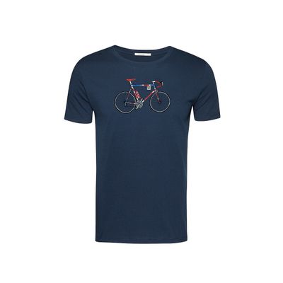 Green Bomb | T-shirt bike Jack, blauw navy bio katoen