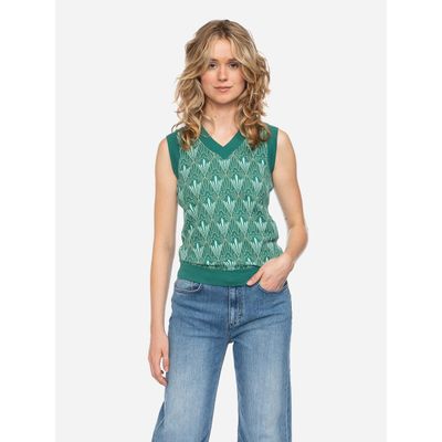 Foto van ATO Berlin | Dames spencer Amba, lichtgroen grafisch retro patroon