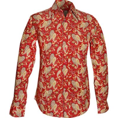 Foto van Chenaski | overhemd Seventies Paisley oranje, grijs, creme