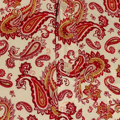 Foto van Chenaski | Retro 70's overhemd, creme, bordeaux paisley