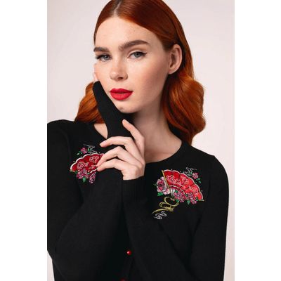 Foto van Hell Bunny | Cardigan Yuna met waaiers en bloemen borduursels