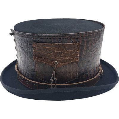 Foto van Major wear | Top hoed, zwart met bruine steampunk hoed