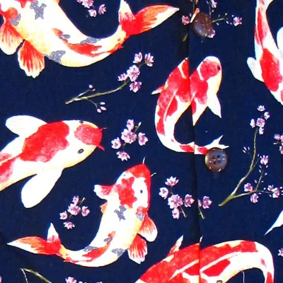 Foto van Chenaski | Overhemd korte mouw, Koi navy blauw
