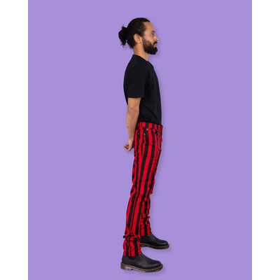 Foto van Run & Fly | Zwart rood gestreepte 80's skinny broek 