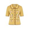 Afbeelding van Banned | Gele Cardigan Penny flower met korte mouw en bloemen borduursels, Queensize