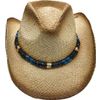 Afbeelding van Major wear | Klassieke zomerse Cowboyhoed met burned randen en kralen hoedband