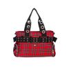 Afbeelding van Banned | Handtas Camdyn van rode tartan met Gothic & Punk details