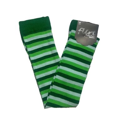 Foto van Flirt | Lange sokken groen-lichtgroen gestreept 