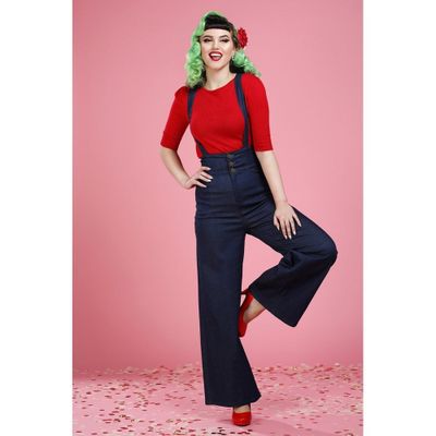 Collectif | Retro Jeans Freya met hoge taille en bretels 