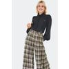 Afbeelding van Voodoo Vixen | Groen geruite pantalon met wijde pijpen, hoge taille en afneembare bretels
