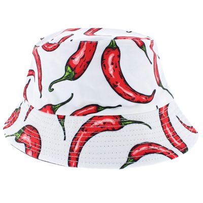 Zacharia | Bucket hat, wit met chilipepers