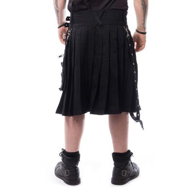 Foto van Chemical Black | Punk Kilt Calle, met geplooid rokdeel gespen, D-ringen en eyelets
