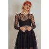 Afbeelding van Jawbreaker | Zwarte gaastop crop met lange mouwen en hartjes dessin
