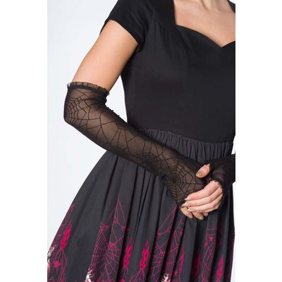 Foto van Banned | Gothic Evanora vingerloze armstukken met spinneweb