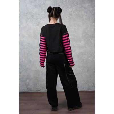 Foto van Banned | Broek Hangfire zwart met metal punk details