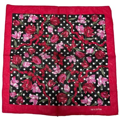 Foto van Zacharia | Bandana met polkadots en rood roze bloemen print