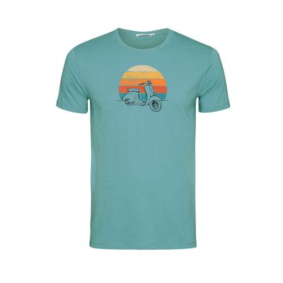 Foto van Green Bomb | T-shirt Lifestyle Firenze scooter, blauw bio katoen