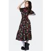 Afbeelding van Jawbreaker | Jaren 80 Skull Flower midi jurk met pofmouwen