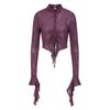 Afbeelding van Banned | Gothic aubergine spinnenweb top, Abyssia met lange punten aan de mouw