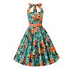Afbeelding van Dolly and Dotty | Daisy Tiki Toucan vintage halterswing jurk met tropische print