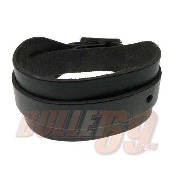 Bullet69 | Leren armband, 35mm - zwart doorwoven met 1 bandje