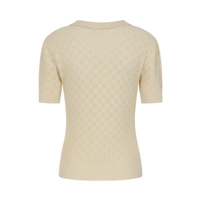 Foto van Banned | Creme wit vintage topje Olivia met knoopjes en kraagje