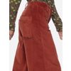 Afbeelding van ATO Berlin | Hoge taille broek Lacy met wijde pijpen, henna-oranje fluweel