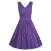 Afbeelding van Dolly and Dotty | Vintage stijl jurk May, paars met kleine witte polkadots print