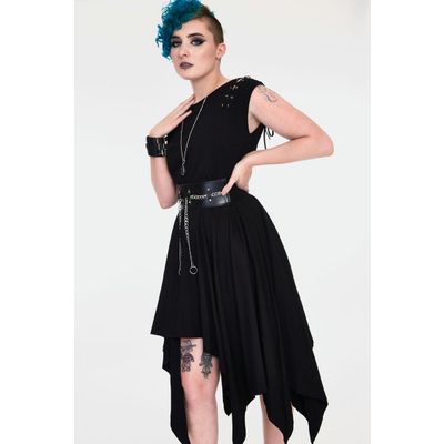 Foto van Jawbreaker | Jaren 80 Vampire midi jurk met corset-details en riem