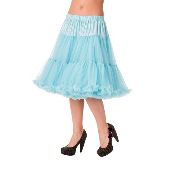 Banned | Petticoat Starlite over de knie met extra volume, licht-blauw