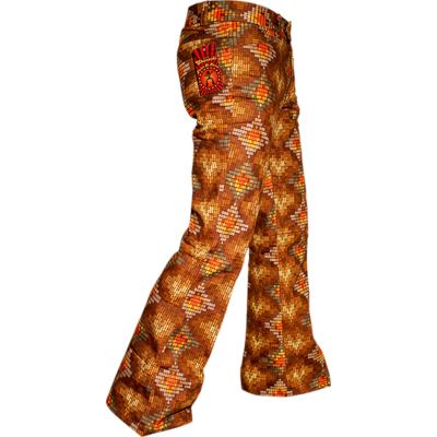 Foto van Chenaski | Pantalon Snake met uitlopende wijde pijp, bruin oranje retro patroon