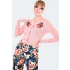 Afbeelding van Voodoo Vixen | Roze cardigan Cynthia met Retro rozen borduursel