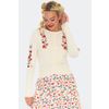 Afbeelding van Voodoo Vixen | Vintage inspired cardigan, creme floral cherry borduursels