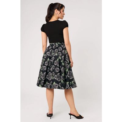 Foto van Hell Bunny | Jaren 50 rok Romance Noire zwart met rozen