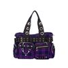 Afbeelding van Banned | Handtas Camdyn van paarse tartan met Gothic & Punk details