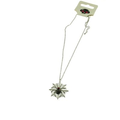 Foto van Zacharia | Halsketting zwarte Jewelled spin op zilveren web