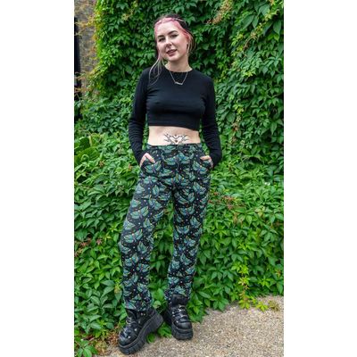 Foto van Run & Fly | Hoge taille, Halloween Death Head Moth broek met rechte pijpen