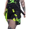 Afbeelding van Poizen Industries | Cyber korte broek Danger zone met fluor-groene straps en een zak