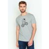 Afbeelding van Green Bomb | T-shirt Bike astronaut print, heather grijs bio katoen