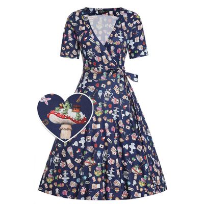 Foto van Dolly and Dotty-Wikkeljurk Matilda, blauw met Wonderland print-
