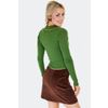 Afbeelding van Voodoo Vixen | Groene cardigan Western stijl met roze rozen borduursel op de kraag