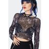 Afbeelding van Jawbreaker | Zwart mesh top met lange mouwen en Tarot deck print