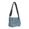 Afbeelding van Banned | Schoudertas Twice the action, blauwe tartan met studs en rits details