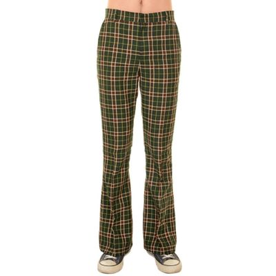 Foto van Run & Fly | Pantalon met wijde pijpen van groene tartan