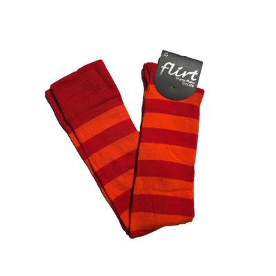 Foto van Flirt | Overknee sokken oranje rood, breed gestreept