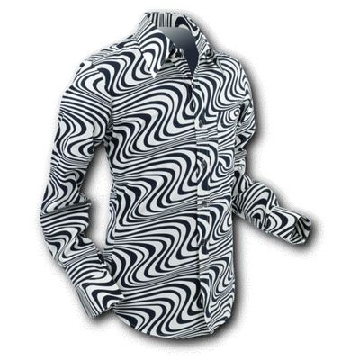 Foto van Chenaski | Overhemd 70's Wavyline Creme Black